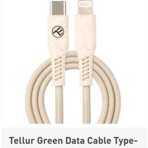Tellur Green Data Cable Type-C To Lightning, 2.4A, PD20W, 1m, Nylon, Cream